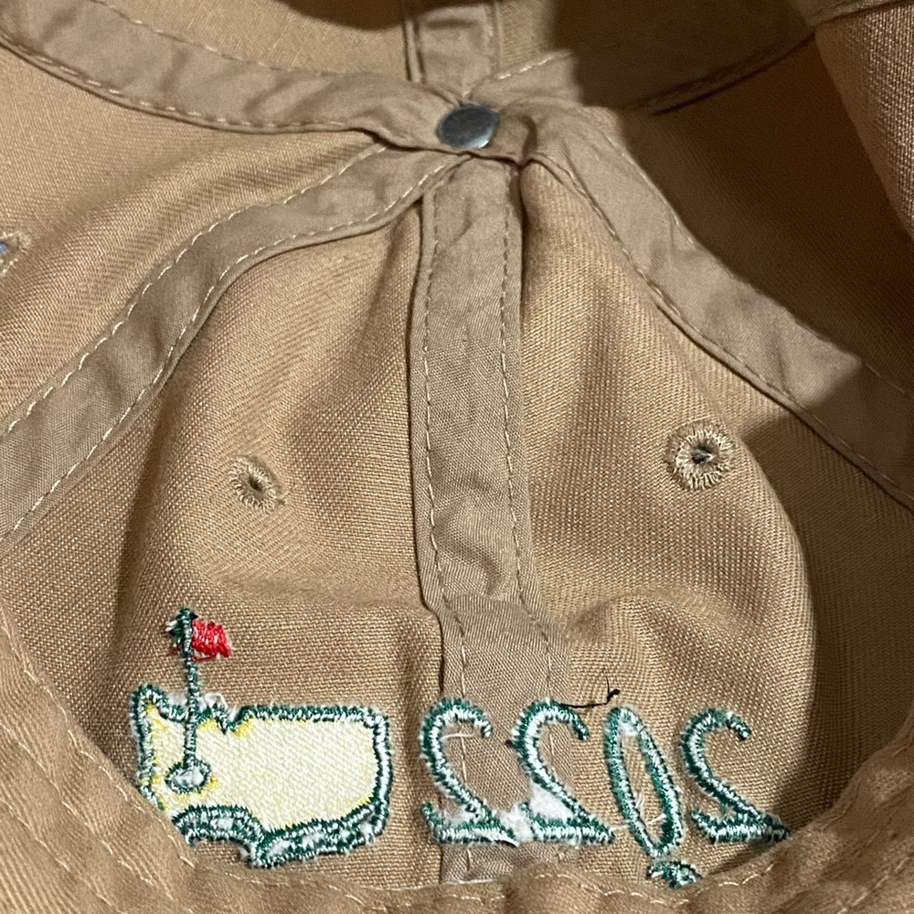 MASTERS Hat Agusta National Golf Course 2022 Khaki Cap Cotton - Picture 9 of 10